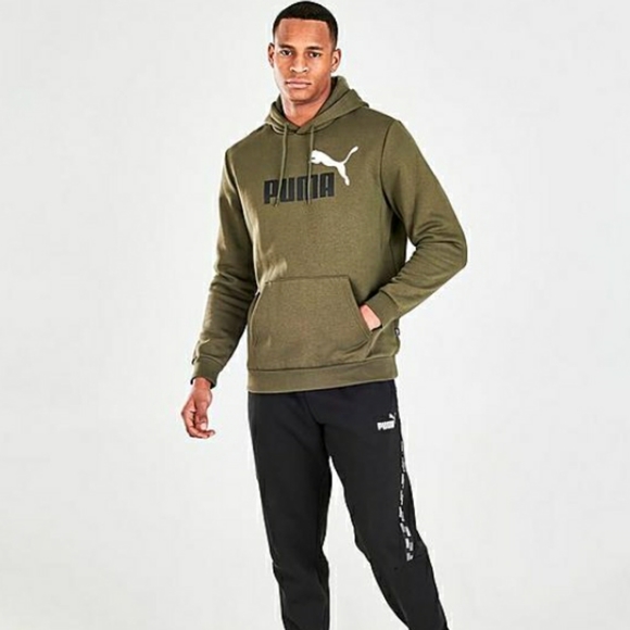 NWT Men's Puma Logo Hoodie - Dark Olive - Picture 3 of 11